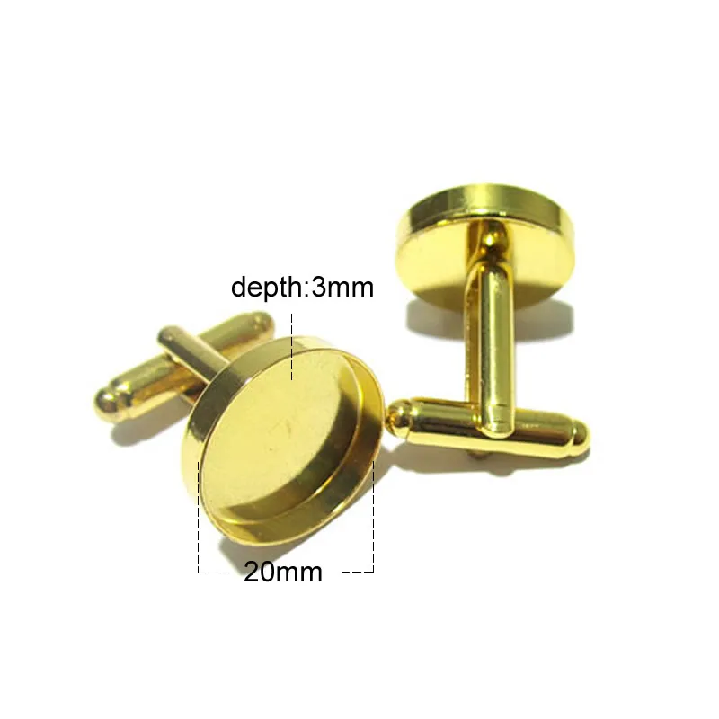 20mm gold plated Beadsnice ID4188 запонки для мужчин персонализированные запонки заготовки с круглым ободком настройка матч 16 мм кабошон - Окраска металла: 20mm gold plated