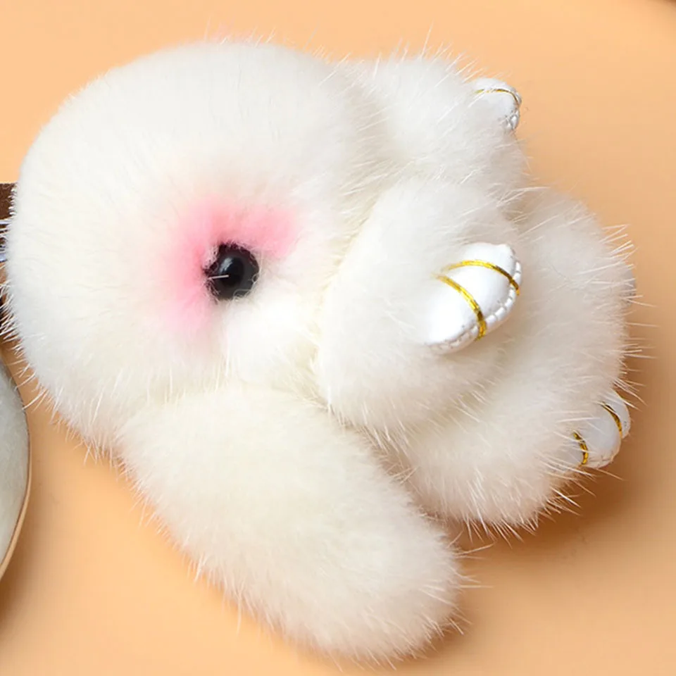 Настоящая норка оптом мех кролика брелок милый пушистый кролик меховой помпон