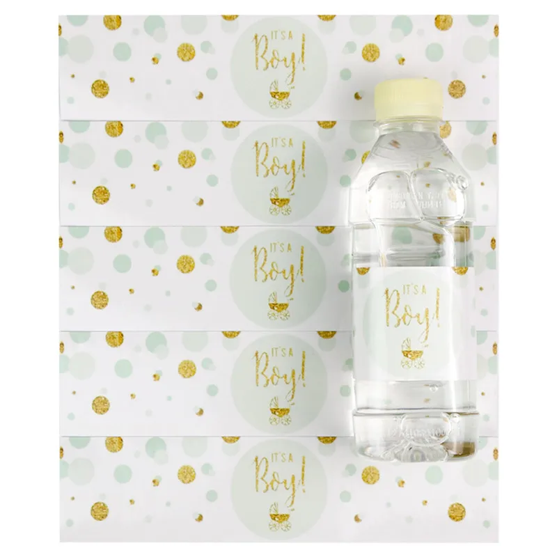 boy water bottle 20 шт./лот Принцесса Вечерние этикетки для бутылок золото розовый блеск сердце конфеты бар день рождения, детский душ поставщик Праздничных Украшений - Цвет: boy water bottle