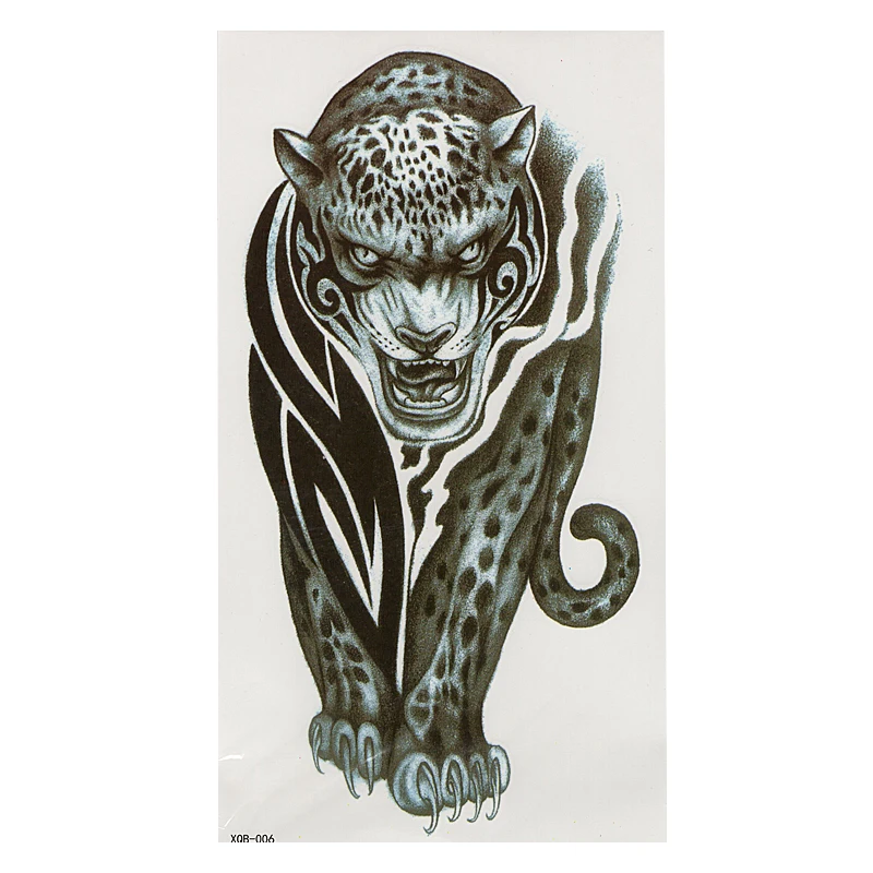 1 шт. фэнтези леопард Популярные черные белые большие цветы хна временная