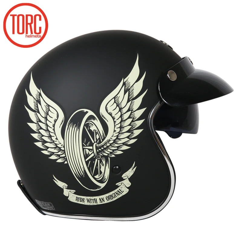 Ретро TORC T57 moto rcycle шлем 3/4 с открытым лицом Cool skull casco cicleta Capacete внутренним