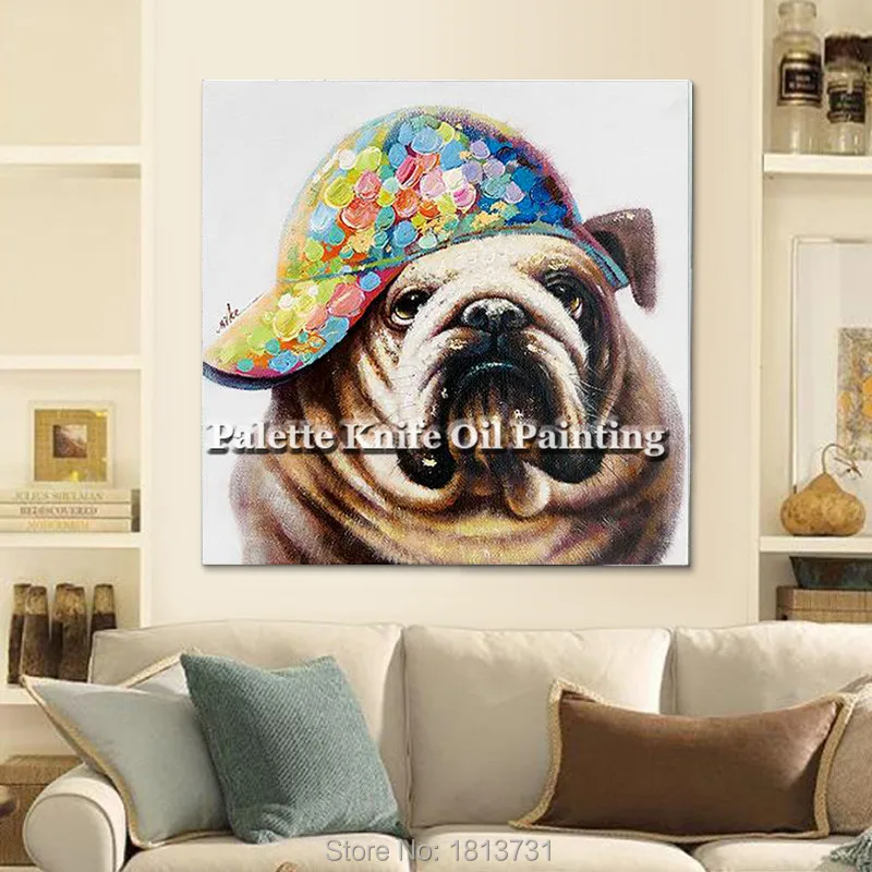 

Canvas painting Acrylic dog painting Wall art Pictures For Living Room home decor caudros decoracion plattle knife animal art07