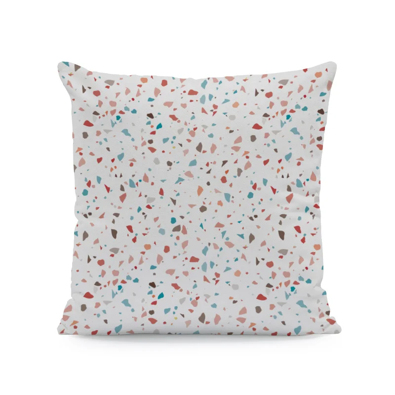 Fashion Literary Terrazzo Hug Pillow Stone Shard Stitching Pattern Comfortable Cushion Cover 45Cm Peach Skin Decorative Bedroom