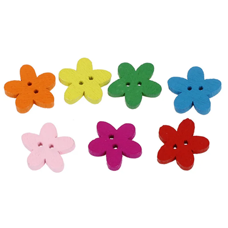 100 шт. 2 отверстия в форме цветка сливы деревянные пуговицы для пришивания