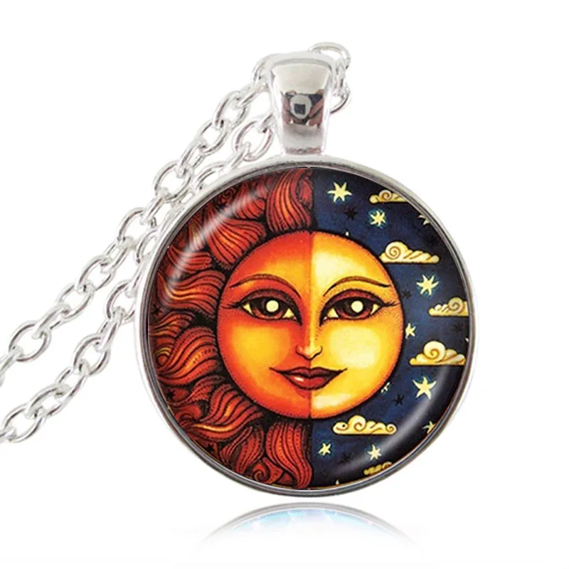 Sun God & Moon ожерелье День и ночь Инь Ян кулон галактика ювелирные изделия