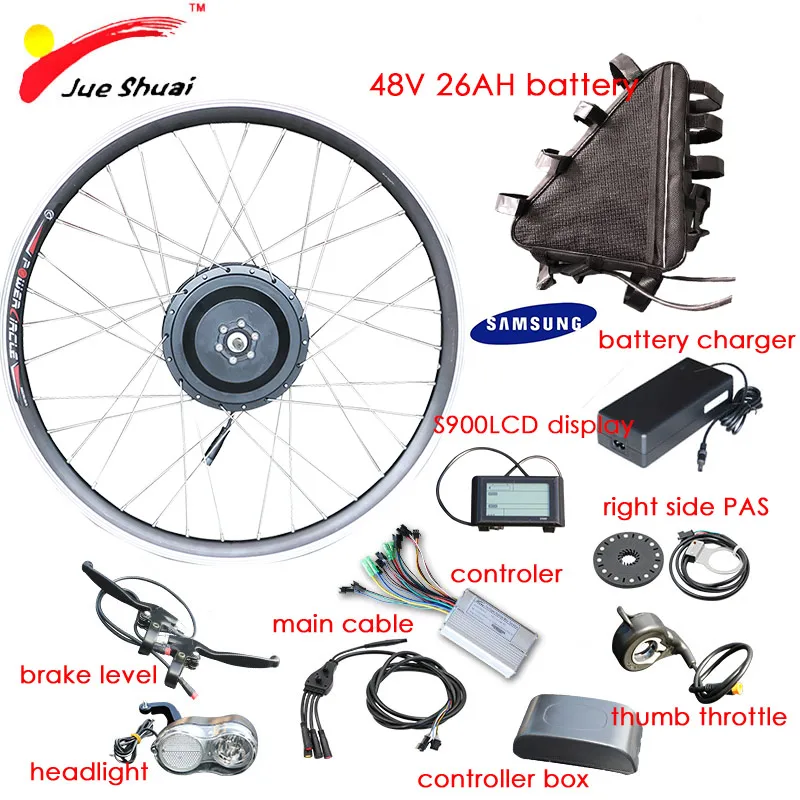 SAM48V26AH S900LCD 48V 350W комплект для переоборудования электрического велосипеда Байк, способный преодолевать Броды 26''700c 28 ''передний мотор для центрального движения колеса мото Eletrica samsung LG MTB велосипеда bicicleta - Цвет: SAM48V26AH S900LCD