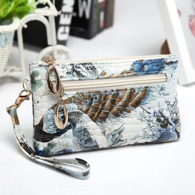 fashion lady wrislet bag women's flower floral print mini clutch luxury wallet and shiny pu leather purse free shipping|bag shoe|bags picbag paper