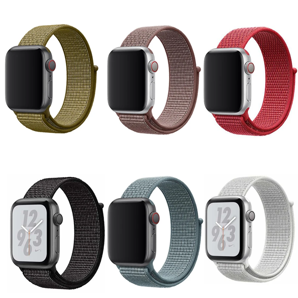 Спортивные тканая нейлоновая петля для apple watch 38 мм 42 40 44 Пояс &quotкошачьего