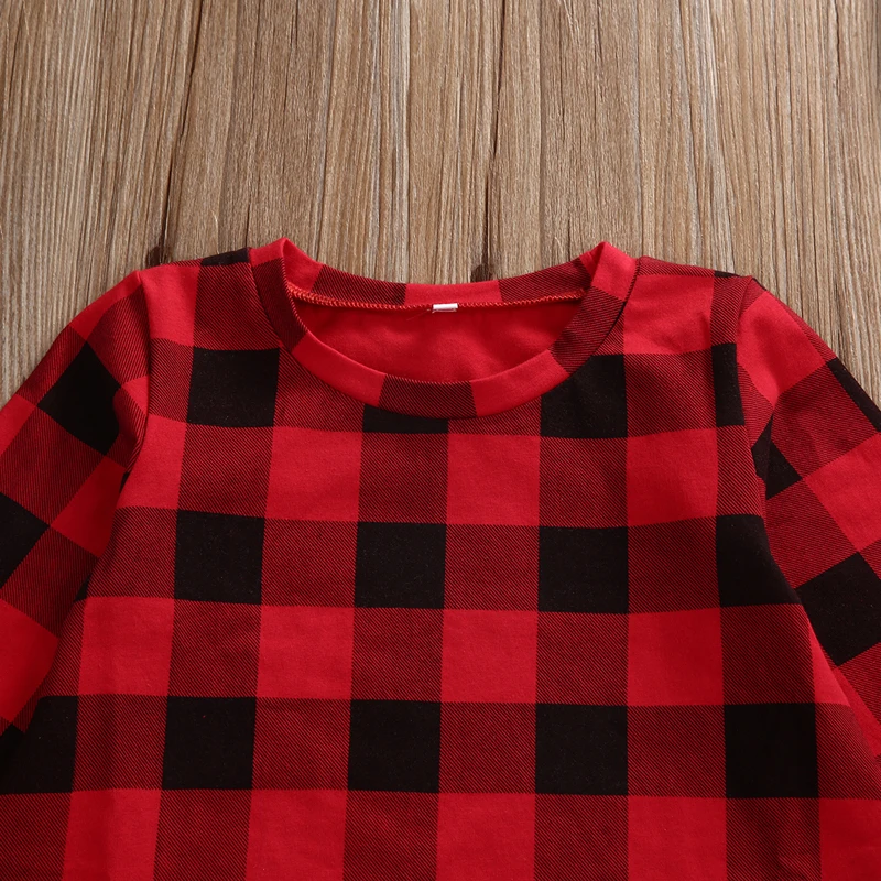 Newborn Infant Baby Girls Casual Cotton Long Sleeve O-Neck A-Line Knee-Length Plaid Dress Outfit girls party dress | Детская одежда и