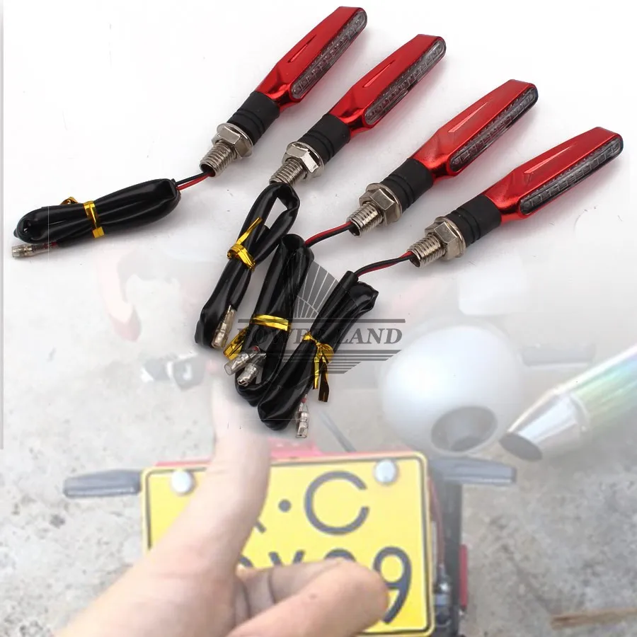 

Универсальный для Honda Kawasaki 2 пара мотоциклов 10 мм Plastic12V 12LED указатель поворота Янтарный световой индикатор гоночный стиль лампа мигалка