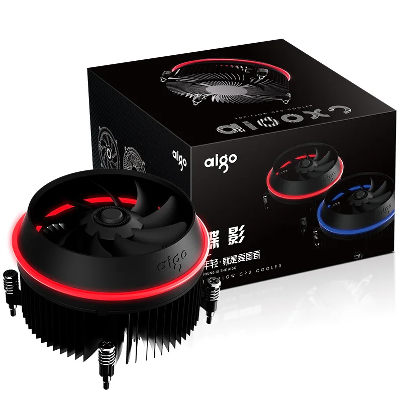 Aigo shadow алюминиевый процессор RGB Радиатор Охлаждение охладитель 100 мм 4Pin двойное кольцо светодиодный вентилятор Радиатор для intel LGA 1155/1156