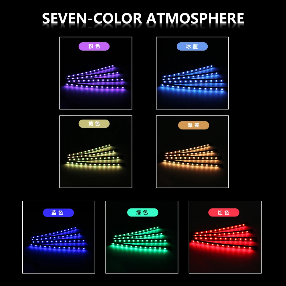 1Set 48LED Car LED Strip Lights 5050SMD RGB Blutooth Wifi Control Interior Light Atmosphere Lamp Fog Lamps With Remote | Лампы и
