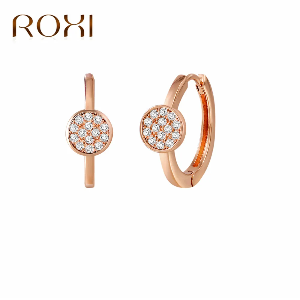 ROXI Новые Модные серьги-кольца ювелирные изделия цвета розового золота Круглые Кристальные серьги для женщин и девушек подарки на день рождения oorbellen