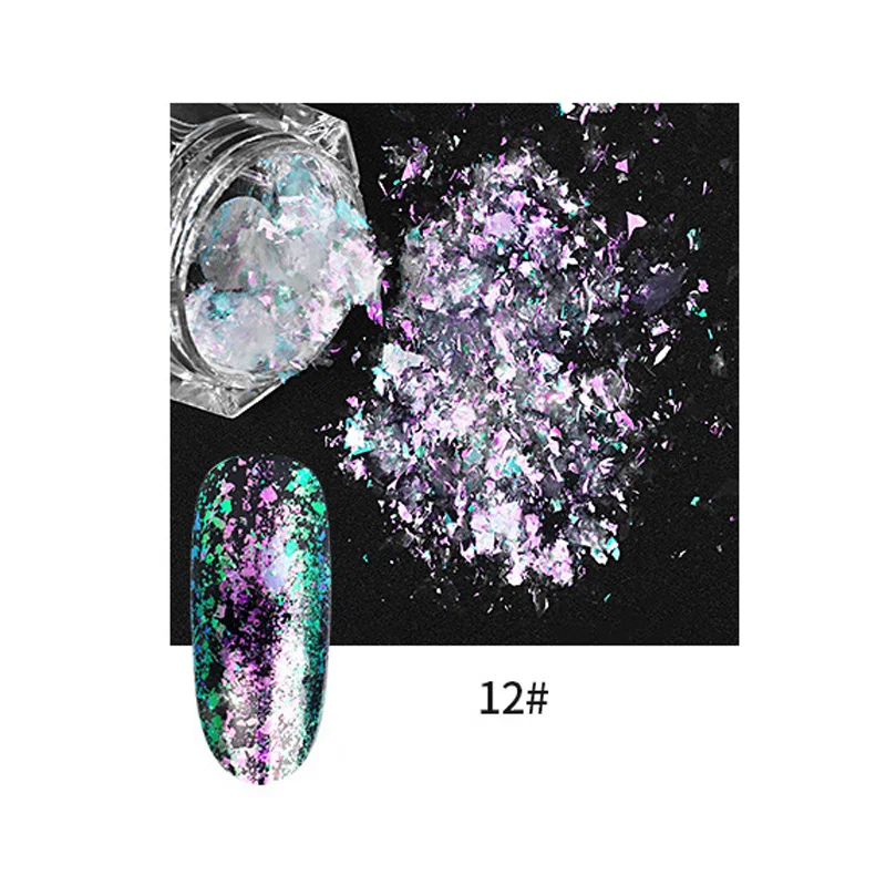 as picture Nail Glitter Sequins Powder Holographic Spangles 3D Nail Art Decoration MH88 - Цвет: as picture