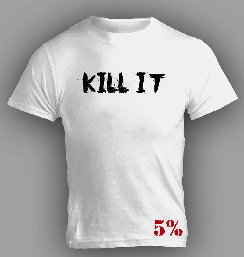E-BAIHUI Для мужчин спортивная Плотная хлопковая Футболка Kill IT свитшот+ 5% рисунок на задней стороне футболки Для мужчин модные футбол украшение на бал Для мужчин футболка TS058 - Цвет: white