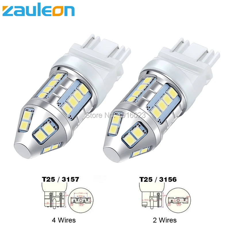 Zauleon 2 шт. T25 3156 3157 P27/7 Вт белый светодиодный авто лампа с 30SMD 2835 чипами для замены