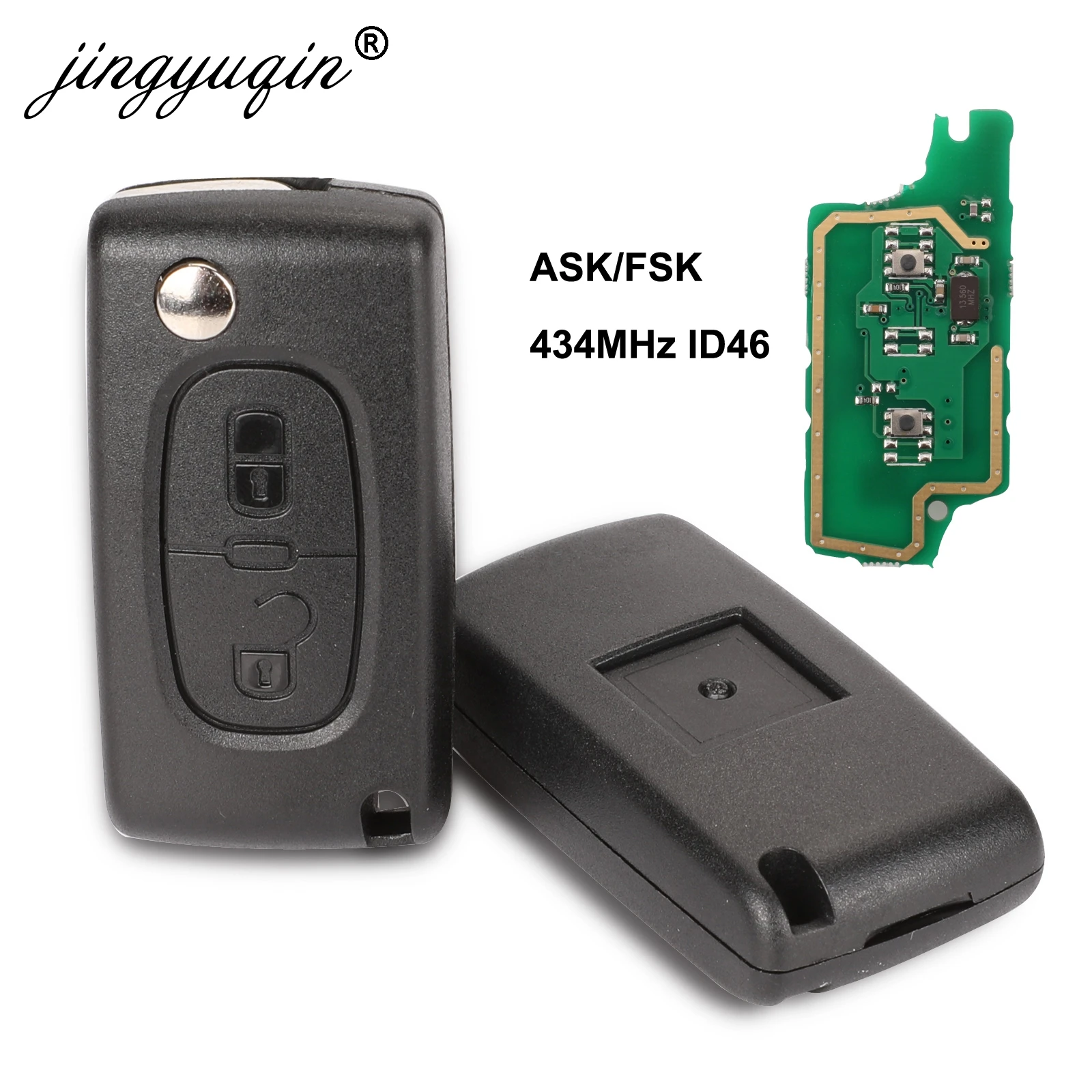 10X 434 МГц ASK/FSK 2 кнопки раскладной ключ для Peugeot 107 207 307 307S 308 407 607 Citroen C2 C3 C4 пульт