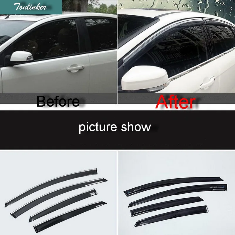 

Tonlinker 4 шт. DIY автомобильный стиль ABS пластиковая дверь специальный дождь щит с логотипом чехол наклейки для Ford Focus 2015 Аксессуары