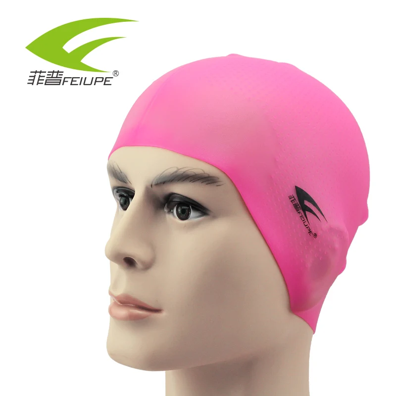 Pink Силиконовая шапочка для плавания Резиновые Шапочки для бассейна длинные волосы водонепроницаемые 3D для бассейна защищают уши плавающие шапки для мужчин женщин и взрослых - Цвет: Pink