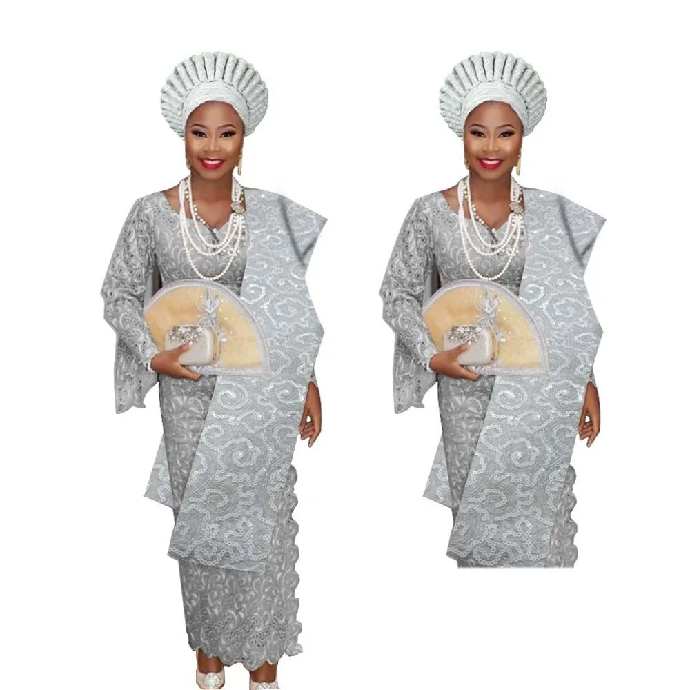 Новое поступление aso oke для свадьбы в африканском стиле auto gele с плечевым