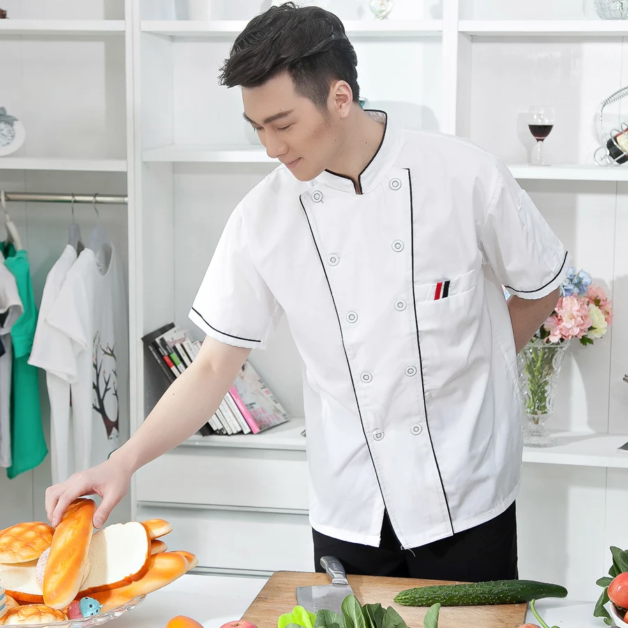 Новинка 2017 летние куртки шеф повара с коротким рукавом Высококачественная форма