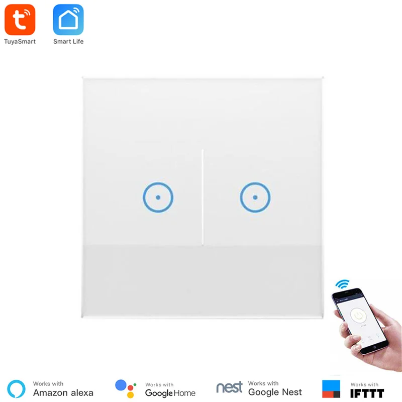 EU 2 gang Domotica wi-fi настенный выключатель Smart Life App пульт дистанционного управления стандарт ес тип 86 работа с Alexa Echo и Google Home мини умный дом - Комплект: EU 2 gang