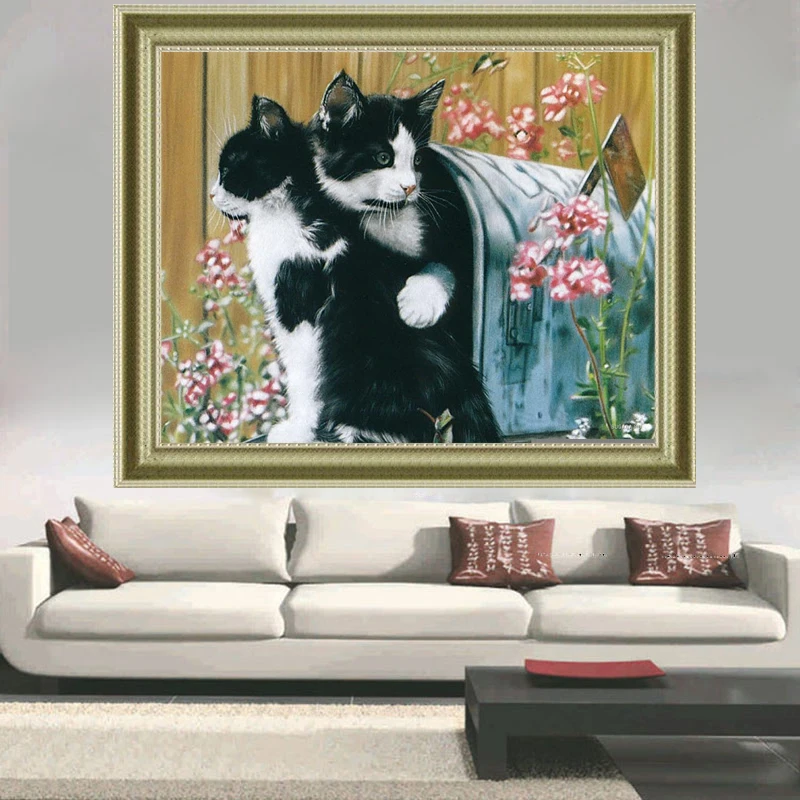 Алмазная вышивка 3D крестом полностью заполненная алмазная живопись кошек