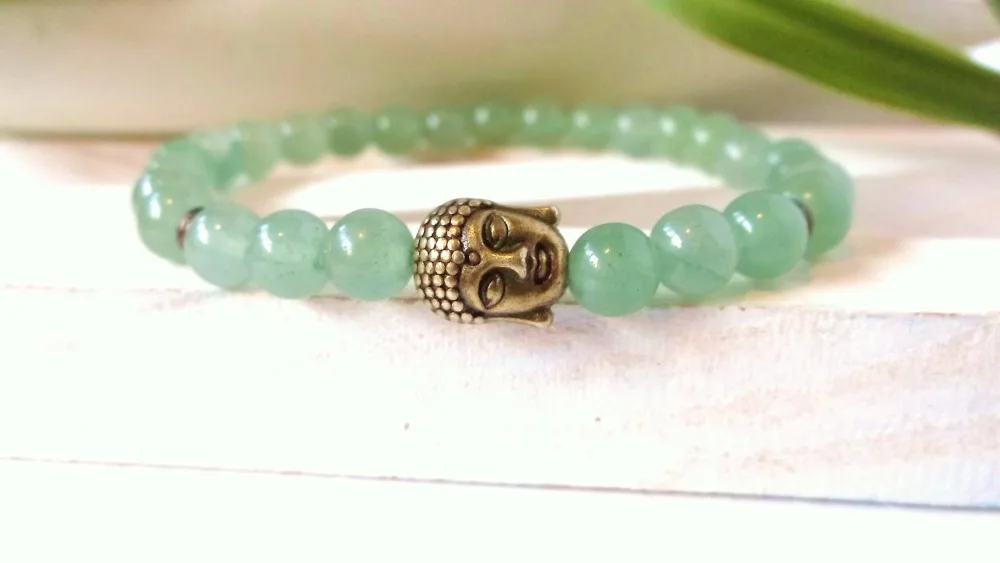 Зеленый авантюрин натуральный камень браслет Йога медитация Будда процветание