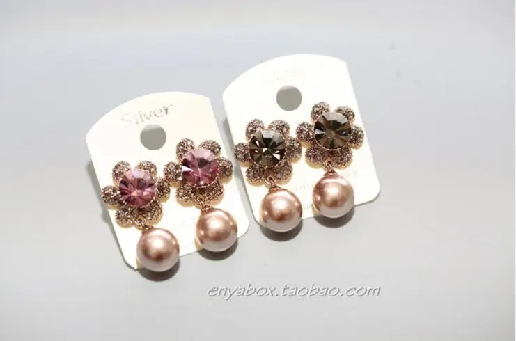 New Fashion Luxurious Superior quality Retro Temperament Rhinestone Crystal Pearls Earrings Flowers Pendientes For Women jewelry | Украшения