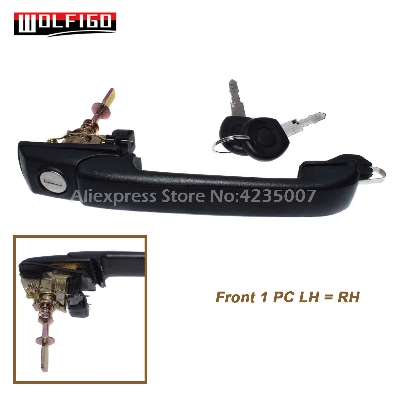 Front 1 PC WOLFIGO для VW Golf J-etta Mk3 III VR6 Передние Задние LH RH наружные дверные ручки W/ключи 1H0837207, 1H0837207B, 1H0837207C, 1H4839205 - Цвет: Front 1 PC