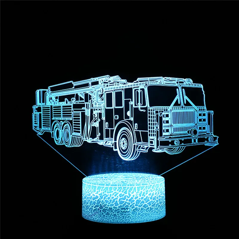 Пожарная машина форма лампа светодиодный 3D подсветкой Лампа оптический стол