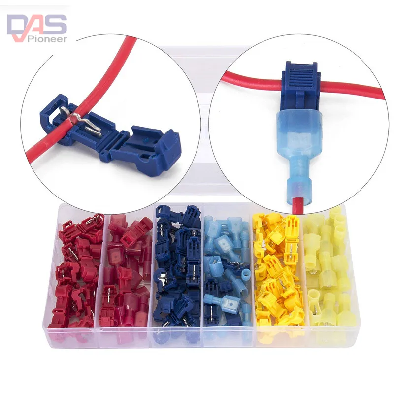 

120 PCS T Tap Electrical Connectors Quick Wire Splice Taps and Insulated Male Quick Disconnect Terminals (Yellow, Red Blue)