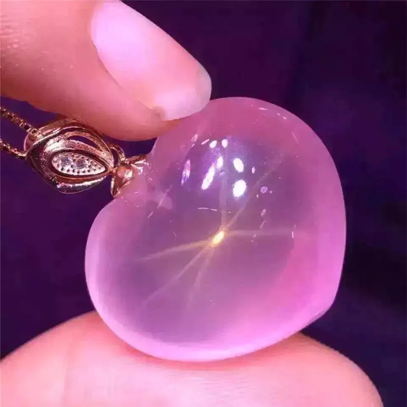 Оптовая продажа розовые подвески в форме сердца из натурального кристалла