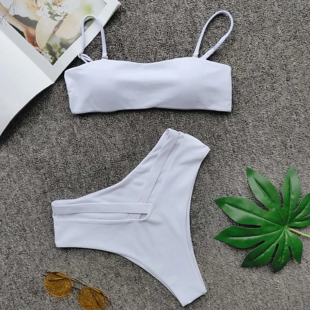 Купальник-бикини с чашками пуш-ап и лямкой на шее | Женская одежда