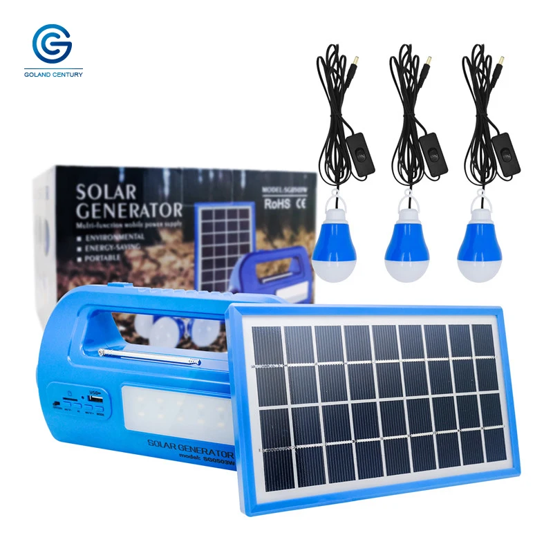 Goland Century SG050 3W, 6 в, 3W, портативный комплект солнечного освещения, многофункциональная домашняя Солнечная генераторная система постоянного тока с fm-радио, адаптер переменного тока