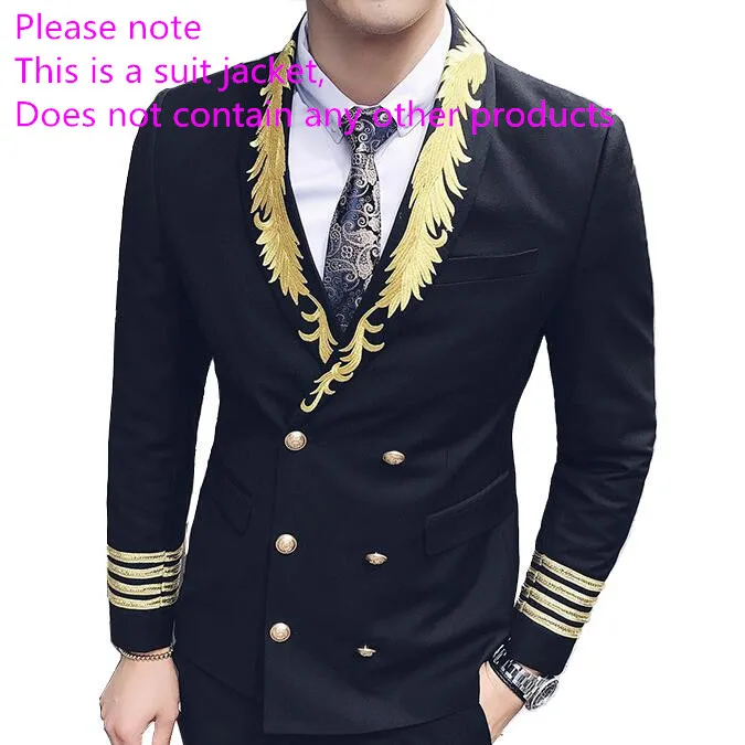 black Blazer 1pcs Роскошный Модный высококачественный мужской костюм с вышивкой в стиле барокко, тонкая мужская Клубная одежда, модное дизайнерское мужское свадебное платье(куртка+ брюки - Цвет: black Blazer 1pcs