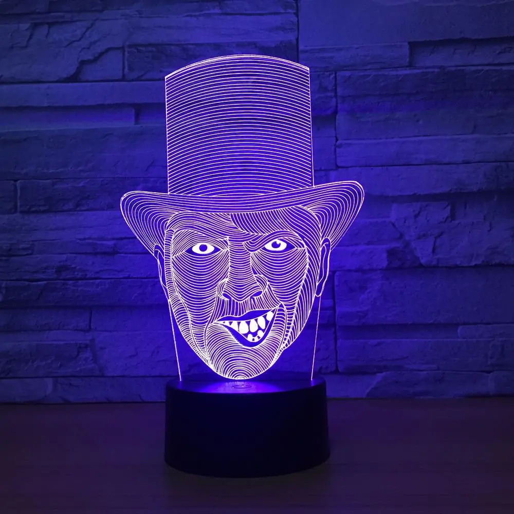 Ночник с 3d иллюзией настольная лампа клоуна деревянный светодиодный светильник