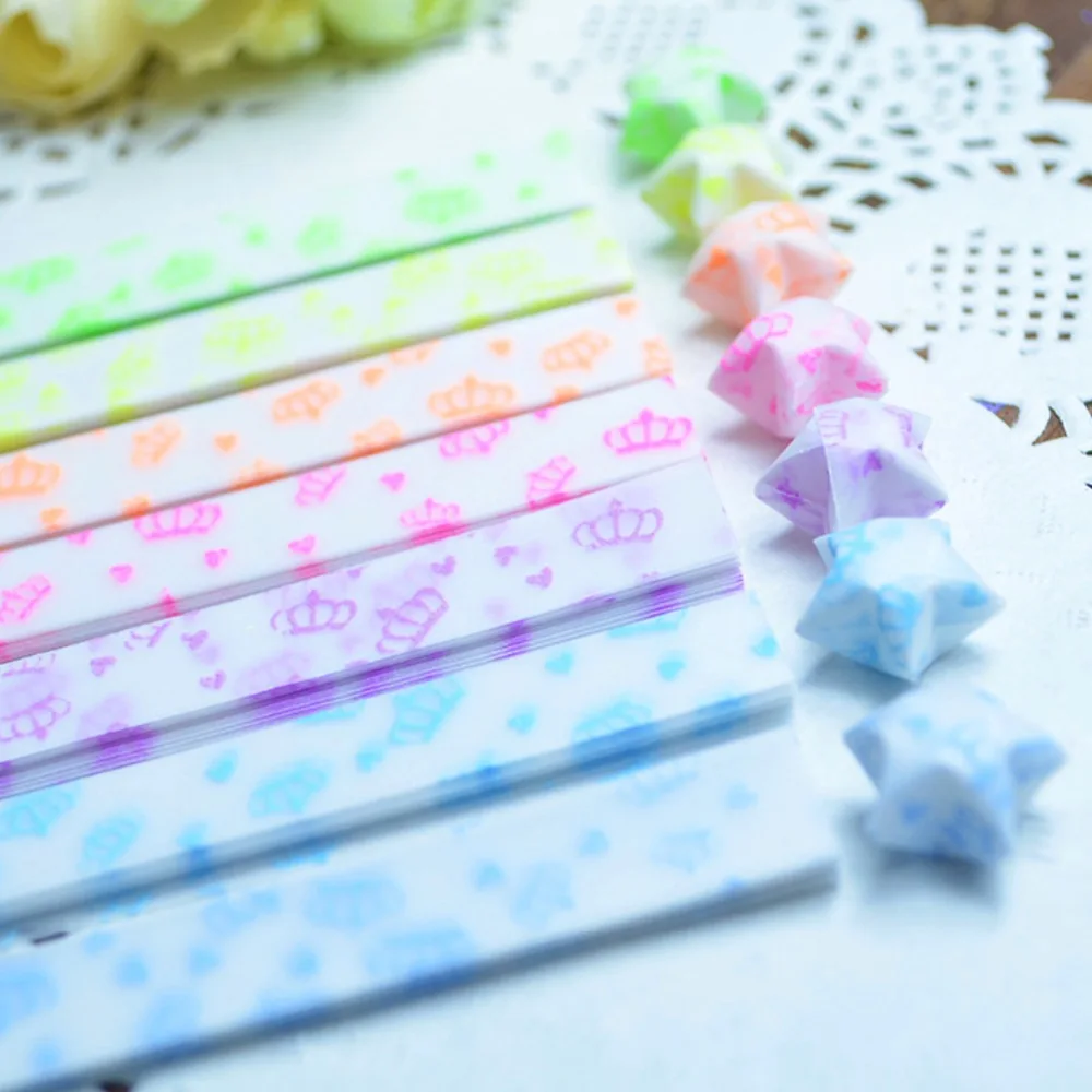 (210 шт./лот) Разноцветные бумажные полоски для оригами с принтом короны ручная