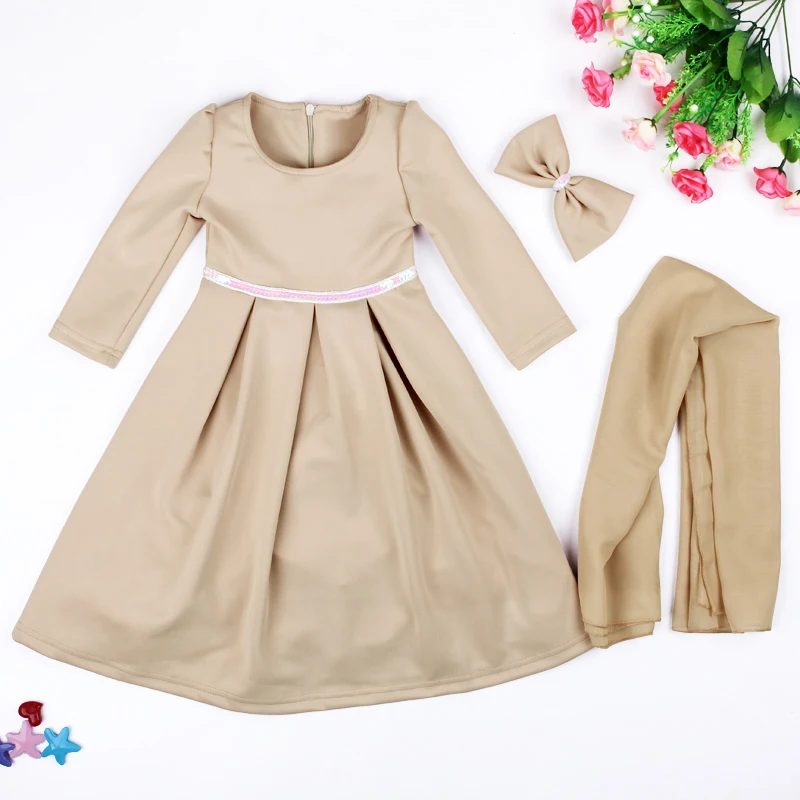 Детское платье с длинным рукавом бантом и зажимами | Мать ребенок