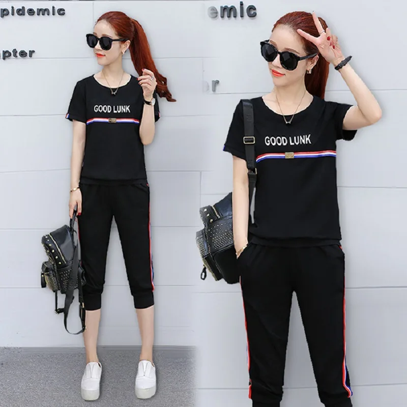 2019 Весна и лето новый большой размер Женский Повседневный Спортивный костюм