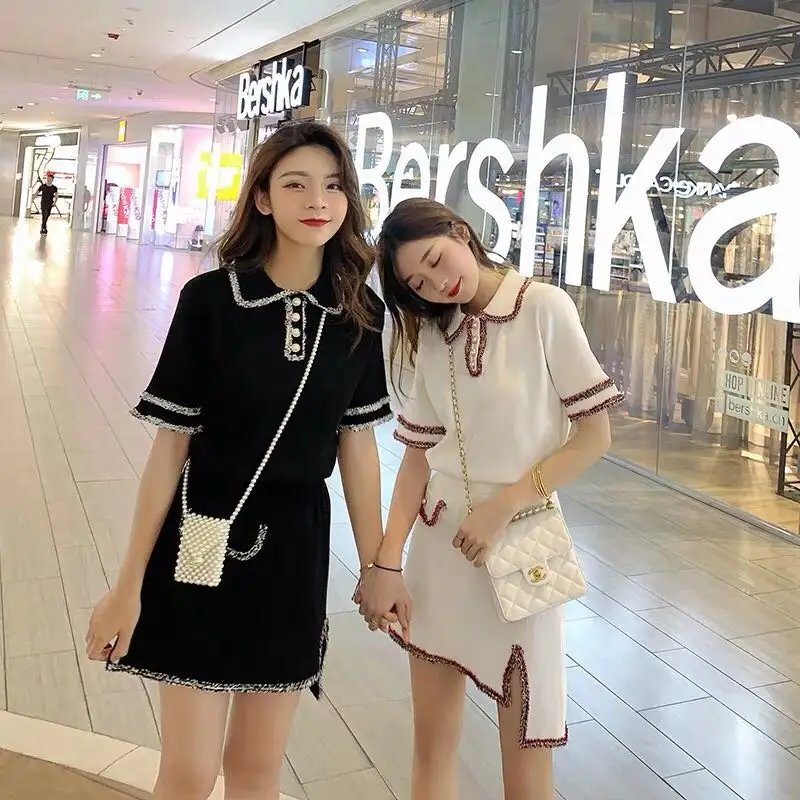 Женский комплект из 2 предметов Трикотажная асимметричная мини-юбка с отложным