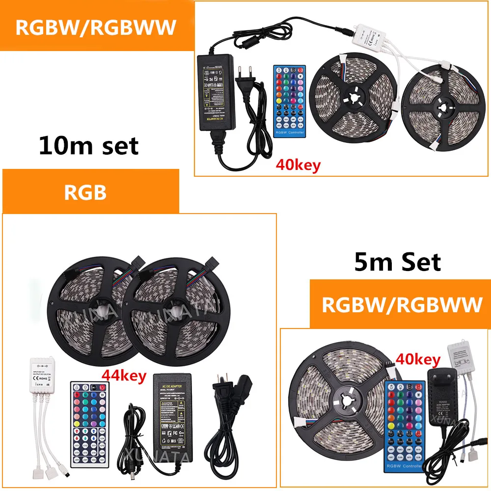 DC 12V RGB /RGB белый светодиодный светильник полосы набор 5050 60 s/m гибкая ленточная с 40