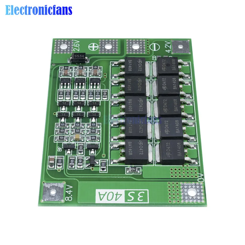 3S 40A литий ионный аккумулятор зарядное устройство Lipo модуль PCB плата защиты BMS для
