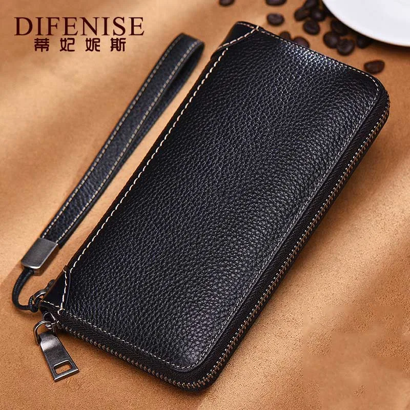 Difenise Genuine Leather Unisex Wallets Solid Fashion Organizer Long style Women Blue Red Black Purses Wallet 6981 | Багаж и сумки