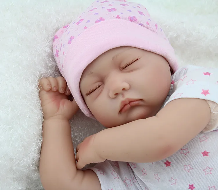 55 см силиконовые куклы reborn babies закрытые глаза спящие Новорожденные Детские