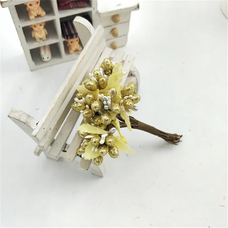 10 шт./лот миниатюрный букет с тычинками искусственный листья цветы украшение для