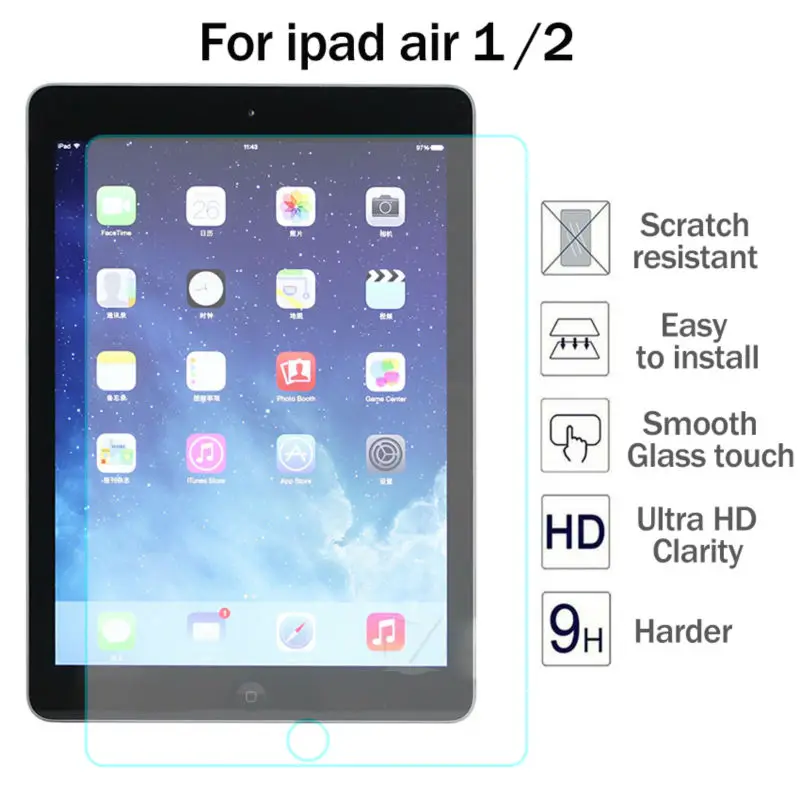 Высококачественное 9H закаленное стекло для Apple iPad air 1 2 9 7 дюйма Защитная пленка