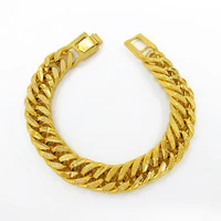 thick bracelet yellow gold filled classic mens double curb wrist chain bracelet link 7 87 inches