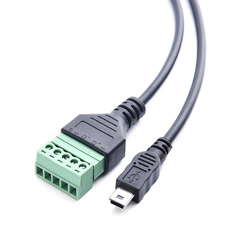 Мини USB штекер для 5-контактного винтового соединителя с защитной клеммной вилкой
