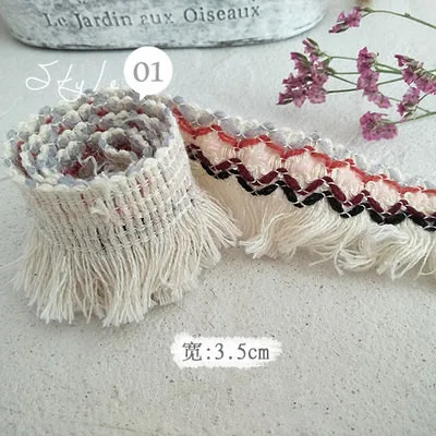 01 3,5 см ширина+ хлопок цвет белый кружево ручной работы diy аксессуары лента уха тканая кружевная скатерть кисточки для занавески - Цвет: 01